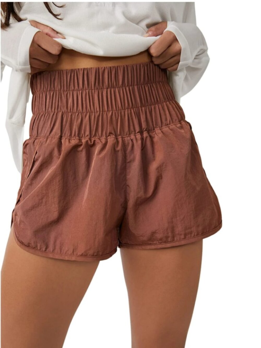 FP Movement The Way Home Shorts Small Brown Bronze High Rise